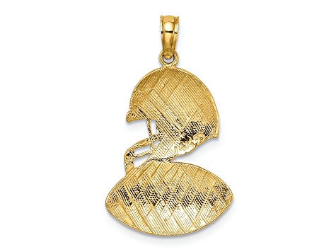 14k Yellow Gold Polished and Textured Football and Helmet Pendant
