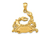 14k Yellow Gold Polished Blue Crab Pendant