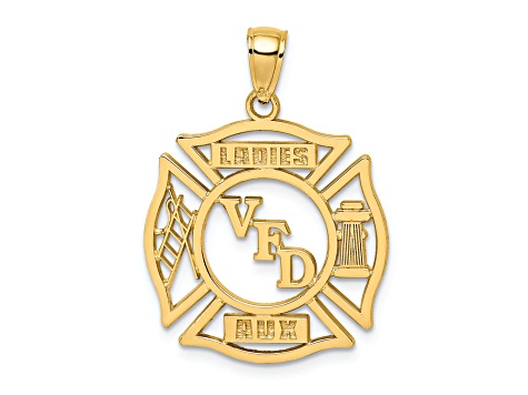 14k Yellow Gold VFD Ladies AUX Shield pendant