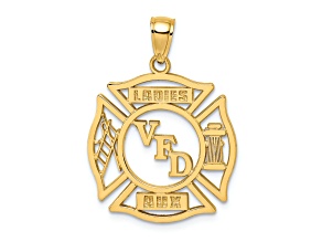 14k Yellow Gold VFD Ladies AUX Shield pendant