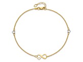 14K Two-tone Polished Infinity Open Heart 9-inch Plus 1-inch Extension Anklet