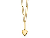 14K Yellow Gold Polished Heart Paperclip Link Necklace