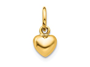 10K Yellow Gold 3D Polished Heart Charm