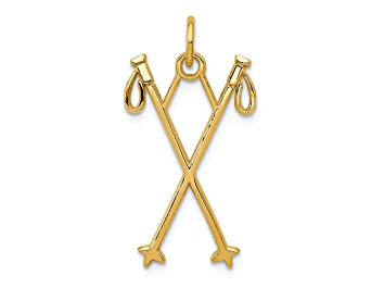 Picture of 14k Yellow Gold Textured Ski Poles Charm