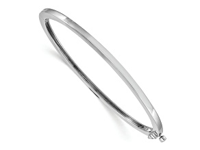 Rhodium Over 14k White Gold 2.5mm Polished Solid Hinged Bangle