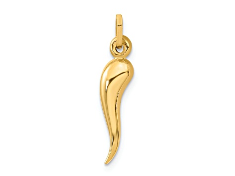 14k Yellow Gold 3D Italian Horn Pendant