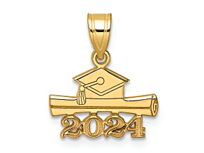 14K Yellow Gold 2024 Graduation Cap and Diploma Charm