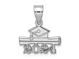 Rhodium Over 14K White Gold 2024 Graduation Cap and Diploma Charm