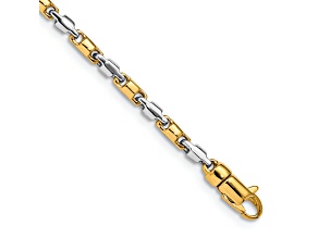 14K Two-tone Gold 2.5mm Hand-polished Fancy Link Bracelet