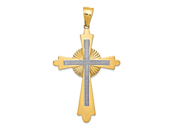 Picture of 14k Yellow Gold and 14k White Gold Polished and Textured Cross Pendant