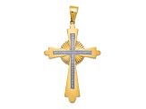 14k Yellow Gold and 14k White Gold Polished and Textured Cross Pendant