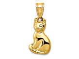 14k Yellow Gold Textured Cat Charm Pendant