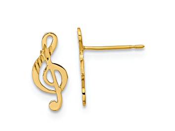 Picture of 14K Yellow Gold Polished Musical Note Post Earrings