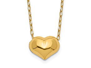 14K Yellow Gold Small Hollow Heart with Chain and 1-inch Extension Necklace