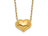 14K Yellow Gold Small Hollow Heart with Chain and 1-inch Extension Necklace