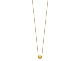 14K Yellow Gold Small Hollow Heart with Chain and 1-inch Extension Necklace