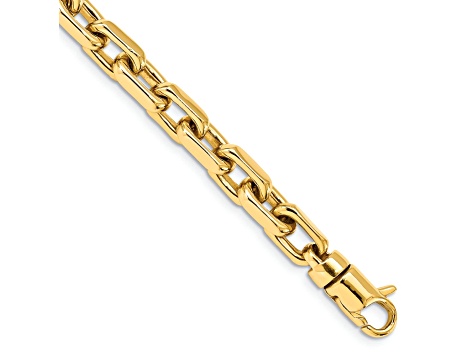 14K Yellow Gold 7mm Hand-Polished Fancy Link Bracelet
