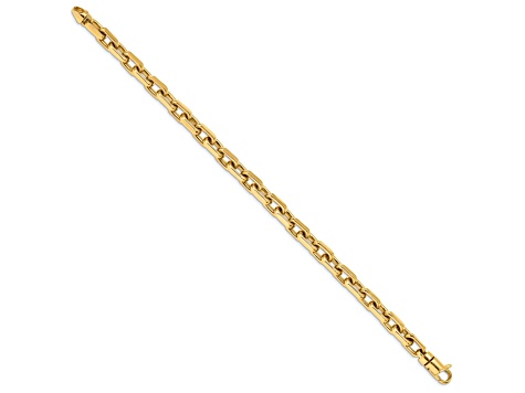 14K Yellow Gold 7mm Hand-Polished Fancy Link Bracelet