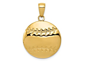 14k Yellow Gold Polished and Textured Baseball Charm