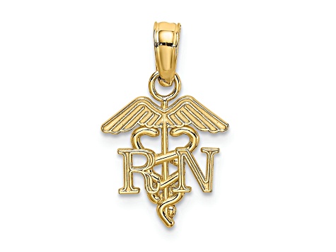 14k Yellow Gold RN Caduceus Pendant