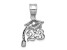 Rhodium Over 14k White Gold Graduation Cap 23 with Dangling Tassle Charm