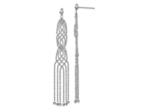 Rhodium Over 14k White Gold Bead Chain Dangle Earrings