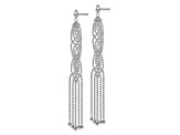 Rhodium Over 14k White Gold Bead Chain Dangle Earrings