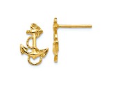 14k Yellow Gold Anchor with Rope Trim Stud Earrings