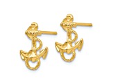 14k Yellow Gold Anchor with Rope Trim Stud Earrings