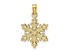 14k Yellow Gold Polished and Textured Snowflake Pendant