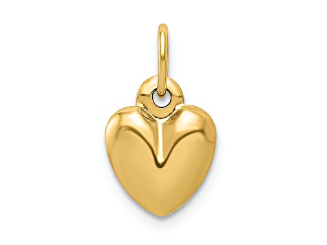 14k Yellow Gold 3D Polished Puffed Heart pendant
