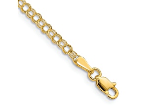 14k Yellow Gold 3mm Solid Double Link Charm Bracelet