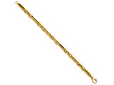 14K Yellow Gold Polished and Textured Design Fancy Link Bracelet