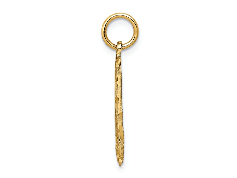 14k Yellow Gold Diamond-Cut and Brushed Number 16 in Oval Pendant