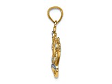 14K Yellow Gold with White Rhodium Diamond-Cut Filigree Crown Pendant