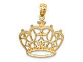 14K Yellow Gold with White Rhodium Diamond-Cut Filigree Crown Pendant