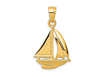 Picture of 14k Yellow Gold Polished Open-backed Sailboat Pendant
