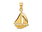 14k Yellow Gold Polished Open-backed Sailboat Pendant