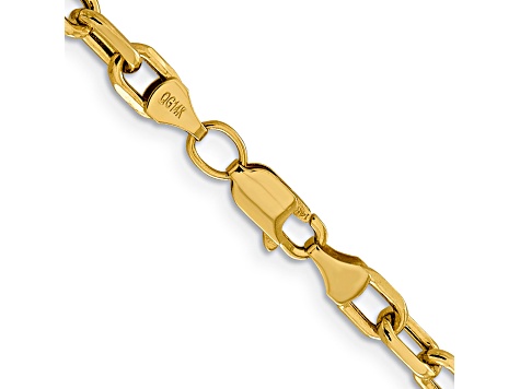 14K Yellow Gold 4.9mm Semi-solid Diamond-cut Open Link Cable Chain Necklace