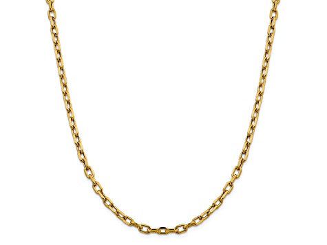 14K Yellow Gold 4.9mm Semi-solid Diamond-cut Open Link Cable Chain Necklace