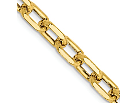 14K Yellow Gold 4.9mm Semi-solid Diamond-cut Open Link Cable Chain Necklace
