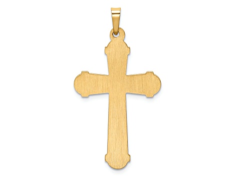 14k Yellow Gold and 14k White Gold Polished/Textured Cross with Center Cross Pendant