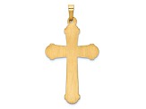 14k Yellow Gold and 14k White Gold Polished/Textured Cross with Center Cross Pendant