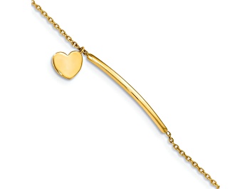 Picture of 14k Yellow Gold Children's Polished Heart Dangle Bar Bracelet