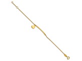 14k Yellow Gold Children's Polished Heart Dangle Bar Bracelet