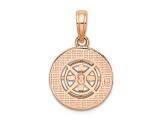 14k White Gold and 14k Rose Gold Textured Mini Nautical Compass Pendant