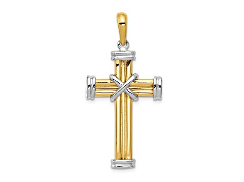 14K Yellow and White Gold Latin Cross Pendant