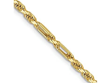 14k Yellow Gold 2.5mm Diamond-Cut Solid Milano Rope 16 Inch Chain