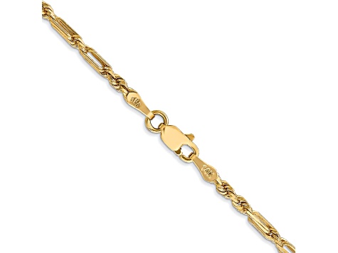 14k Yellow Gold 2.5mm Diamond-Cut Solid Milano Rope 16 Inch Chain