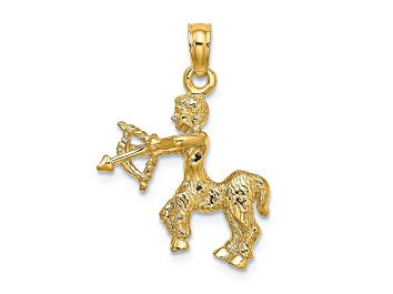 Picture of 14k Yellow Gold 3D Textured Sagittarius Zodiac pendant